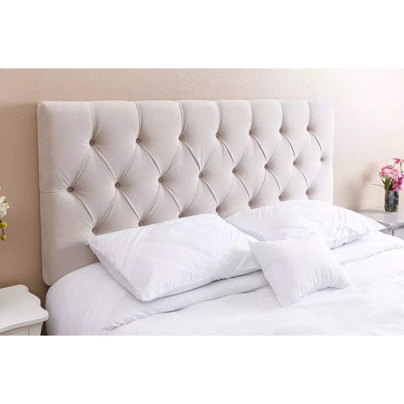 R2R Furniture Cabeceira Queen Headboard Design in velvet off White: 160X200