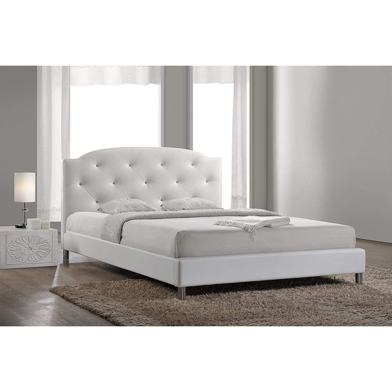 R2R Furniture Canterbury White King Size Upholstered Bed With Mattress : 180x200