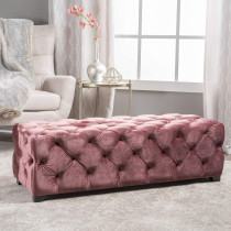 R2R Furniture Christopher Knight Home Provence Blush New Velvet Rectangular Ottoman