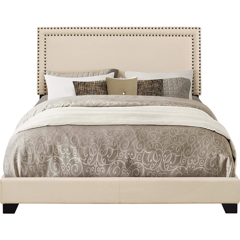 R2R Furniture Classic Upholstered bed with Nailhead Trim - Queen Size 160 x 200cm