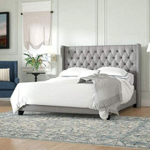 R2R Furniture Crawley Upholstered Wingback Headboard with mattress : 160X200 (Queen Size)
