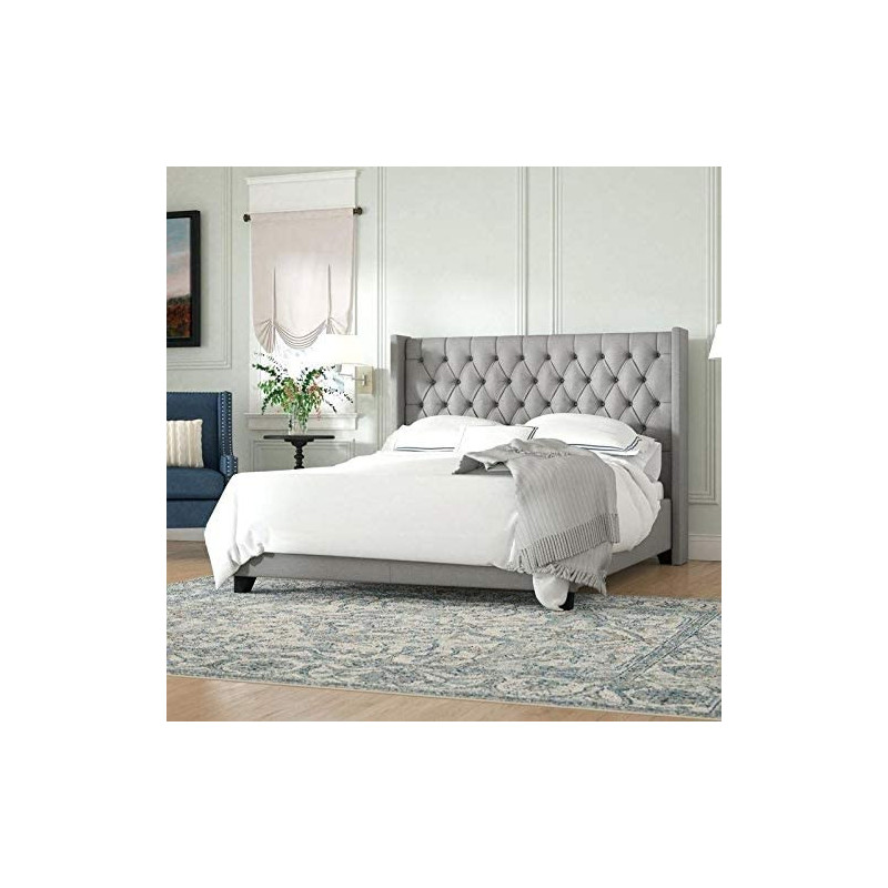R2R Furniture Crawley Upholstered Wingback Headboard with mattress : 160X200 (Queen Size)