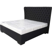 R2R Furniture Curved Tufted Gas Lift Up Storage Bed Frame With Mattress Queen Size : 160X200