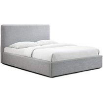 R2R Furniture Dane Storage Bed - Light Grey - (Without Mattress) - Queen Size (160cm x 200cm)