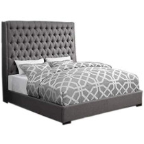 R2R Furniture Dark Grey Fabric Bed With Mattress In King Size (180X200)