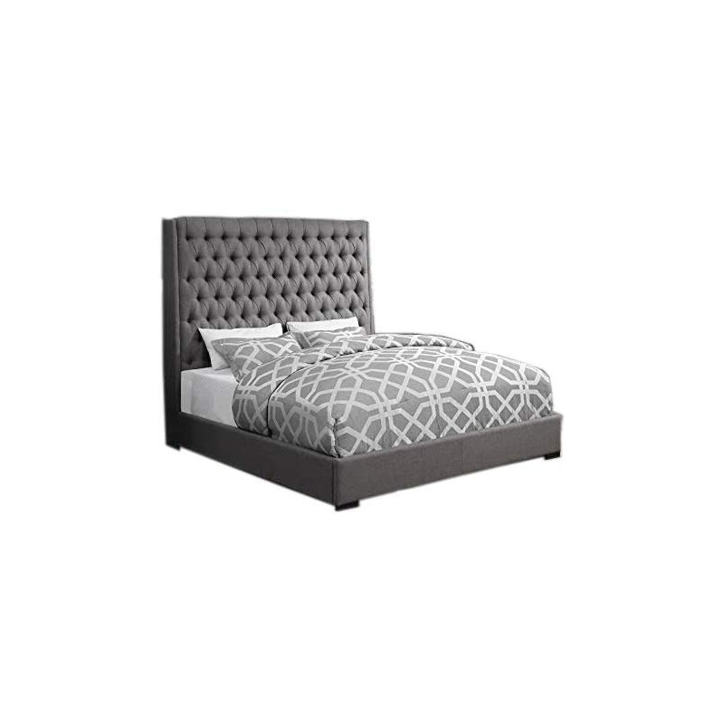 R2R Furniture Dark Grey Fabric Bed With Mattress In King Size (180X200)
