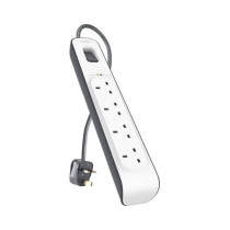 Belkin Bsv400Af2M 4-Way Surge Protection Strip With 2 Meters Cord Length - Heavy Duty Electrical Extension Socket, Durable And Robust Housing, 14Awg Capacity With On/Off Switch - White, 2 Meter V1 White 2meter