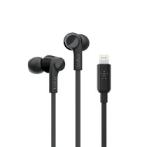 Belkin Soundform Headphones With Lightning Connector, Mfi Certified In-Ear Earphones Headset With Microphone, Earbuds With Water & Sweat Resistant For Iphone 13, Iphone 12 And More - Black Black