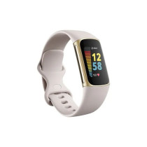 Charge 5 With Advanced Fitness + Health Tracker With Tools For Heart Health Stress Management Lunar White/Soft Gold