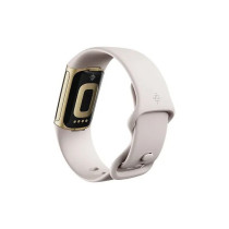 Charge 5 With Advanced Fitness + Health Tracker With Tools For Heart Health Stress Management Lunar White/Soft Gold