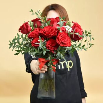 FNP 12 Red Roses in Premium Vase