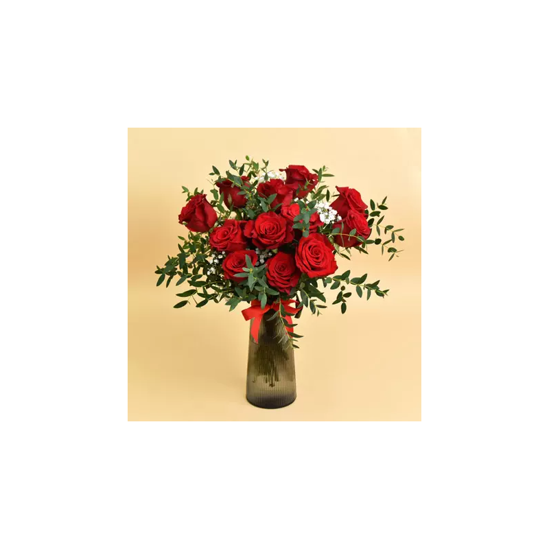 FNP 12 Red Roses in Premium Vase
