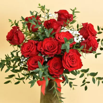 FNP 12 Red Roses in Premium Vase
