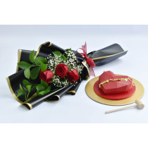 FNP Pinta Chocolate with 3 Roses Bouquet