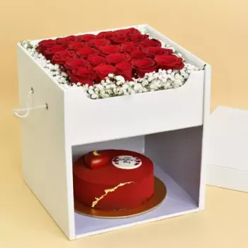 Flowers and Cake Box With Love