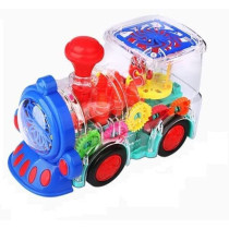 Toy Land Battery Operated Magic Electric Gear Transparent Train with Lights and Music (Blue)