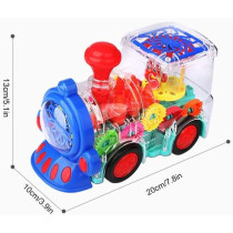 Toy Land Battery Operated Magic Electric Gear Transparent Train with Lights and Music (Blue)