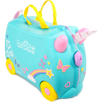 Trunki Children's Ride-On Suitcase & Hand Luggage - Vehicles (Light Blue)