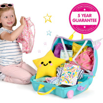 Trunki Children's Ride-On Suitcase & Hand Luggage - Vehicles (Light Blue)