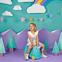 Trunki Children's Ride-On Suitcase & Hand Luggage - Vehicles (Light Blue)