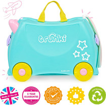 Trunki Children's Ride-On Suitcase & Hand Luggage - Vehicles (Light Blue)