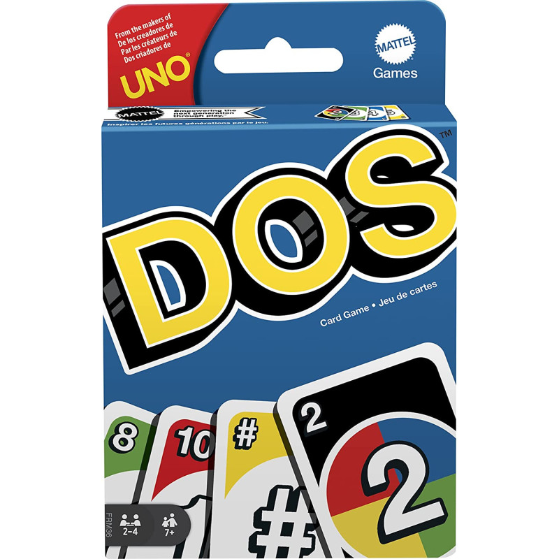Uno Dos, Family Card Game, From The Makers Of Uno, With 108 Cards, Makes A Great Gift For 7 Year Olds And Up Frm36