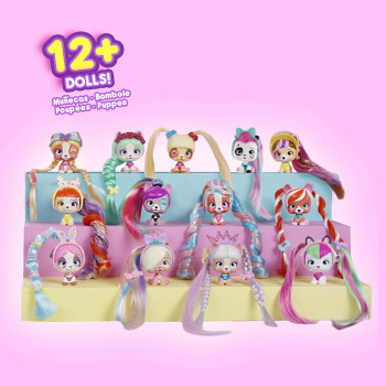 VIP Pets Mini Fans | Surprise Collectable Mini dog Doll with extra-long Hair & comb, magic rainbow water reveal - Surprise toys & Hair Reveal Doll for kids +3 Years