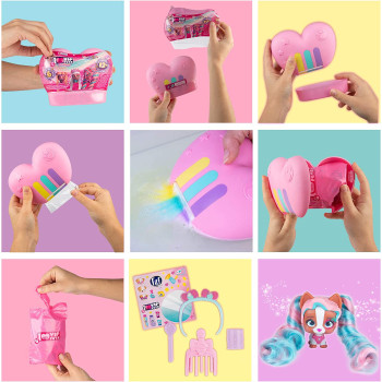 VIP Pets Mini Fans | Surprise Collectable Mini dog Doll with extra-long Hair & comb, magic rainbow water reveal - Surprise toys & Hair Reveal Doll for kids +3 Years