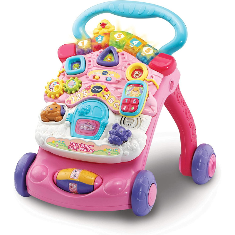VTech First Steps Baby Walker Pink With Blue Handle