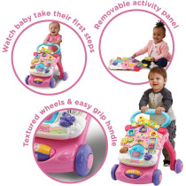 VTech First Steps Baby Walker Pink With Blue Handle
