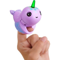 WowWee 3696 Fingerlings Light Up Narwhal - Nelly (Purple) - Friendly Interactive Toy