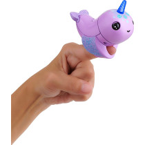 WowWee 3696 Fingerlings Light Up Narwhal - Nelly (Purple) - Friendly Interactive Toy