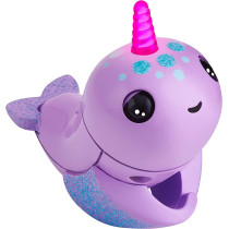WowWee 3696 Fingerlings Light Up Narwhal - Nelly (Purple) - Friendly Interactive Toy