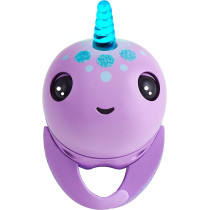 WowWee 3696 Fingerlings Light Up Narwhal - Nelly (Purple) - Friendly Interactive Toy