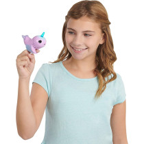WowWee 3696 Fingerlings Light Up Narwhal - Nelly (Purple) - Friendly Interactive Toy