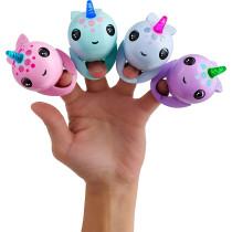 WowWee 3696 Fingerlings Light Up Narwhal - Nelly (Purple) - Friendly Interactive Toy