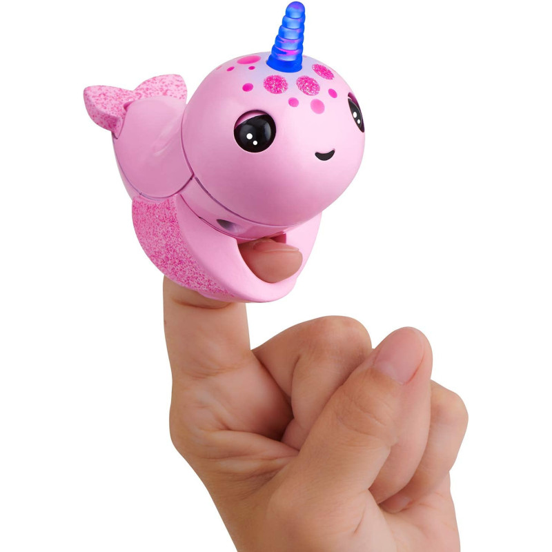 WowWee 3697 Fingerlings Light Up Narwhal - Rachel (Pink) - Friendly Interactive Toy