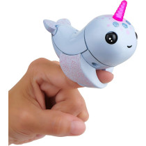 WowWee Fingerlings Light Up Narwhal - Nori (Blue) - Friendly Interactive Toy