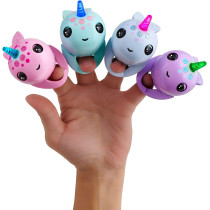 WowWee Fingerlings Light Up Narwhal - Nori (Blue) - Friendly Interactive Toy