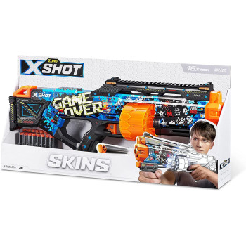 X-SHOT Excel Skins Last Stand Game Over, Fire distances of up to 27m / 90 feet, 14X Air Pocket Technology Foam Darts, XS-36518_039279,