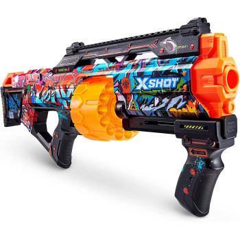 X-SHOT Excel Skins Last Stand Graffiti, Fire distances of up to 27m / 90 feet, 14X Air Pocket Technology Foam Darts, XS-36518_039286