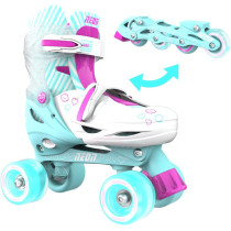neon Yvolution Neon Combo Skates Quad and Inline 2-in-1 Adjustable Size Skates with LED Wheels, Outdoor Quad Roller Skates for Girls and Boys