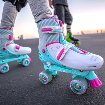 neon Yvolution Neon Combo Skates Quad and Inline 2-in-1 Adjustable Size Skates with LED Wheels, Outdoor Quad Roller Skates for Girls and Boys
