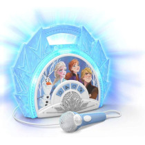 Ekids Frozen 2 Sing Along Boombox with Microphone, Built in Music, Flashing Lights, Real Working Mic for Kids Karaoke Machine, Connects Mp3 Player Aux in Audio Device