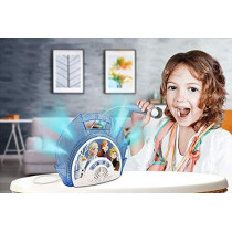 Ekids Frozen 2 Sing Along Boombox with Microphone, Built in Music, Flashing Lights, Real Working Mic for Kids Karaoke Machine, Connects Mp3 Player Aux in Audio Device