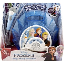 Ekids Frozen 2 Sing Along Boombox with Microphone, Built in Music, Flashing Lights, Real Working Mic for Kids Karaoke Machine, Connects Mp3 Player Aux in Audio Device