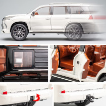 EROCK Exquisite car Model 1/24 Lexus 570 Off-Road in Luxury SUV Model Car, Zinc Alloy Pull Back Toy car with Sound and Light for Kids Boy Girl Gift (White)