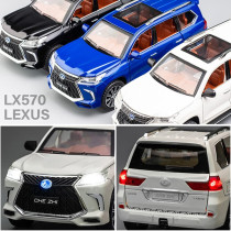 EROCK Exquisite car Model 1/24 Lexus 570 Off-Road in Luxury SUV Model Car, Zinc Alloy Pull Back Toy car with Sound and Light for Kids Boy Girl Gift (White)