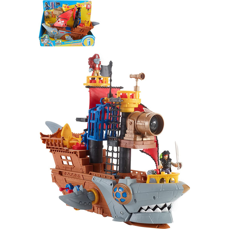 Fisher-Price Imaginext Shark Bite Pirate Ship, Playset With Pirate Figures And Accessories For Preschool Kids Ages 3 To 8 Years Dhh61