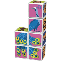 Geomag Magicube 145, Jungle Animals Building Game With Magnetic Cubes, 6 Cubes, Multicolor